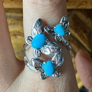 Sleeping Beauty Turquoise Butterfly Ring Size 9